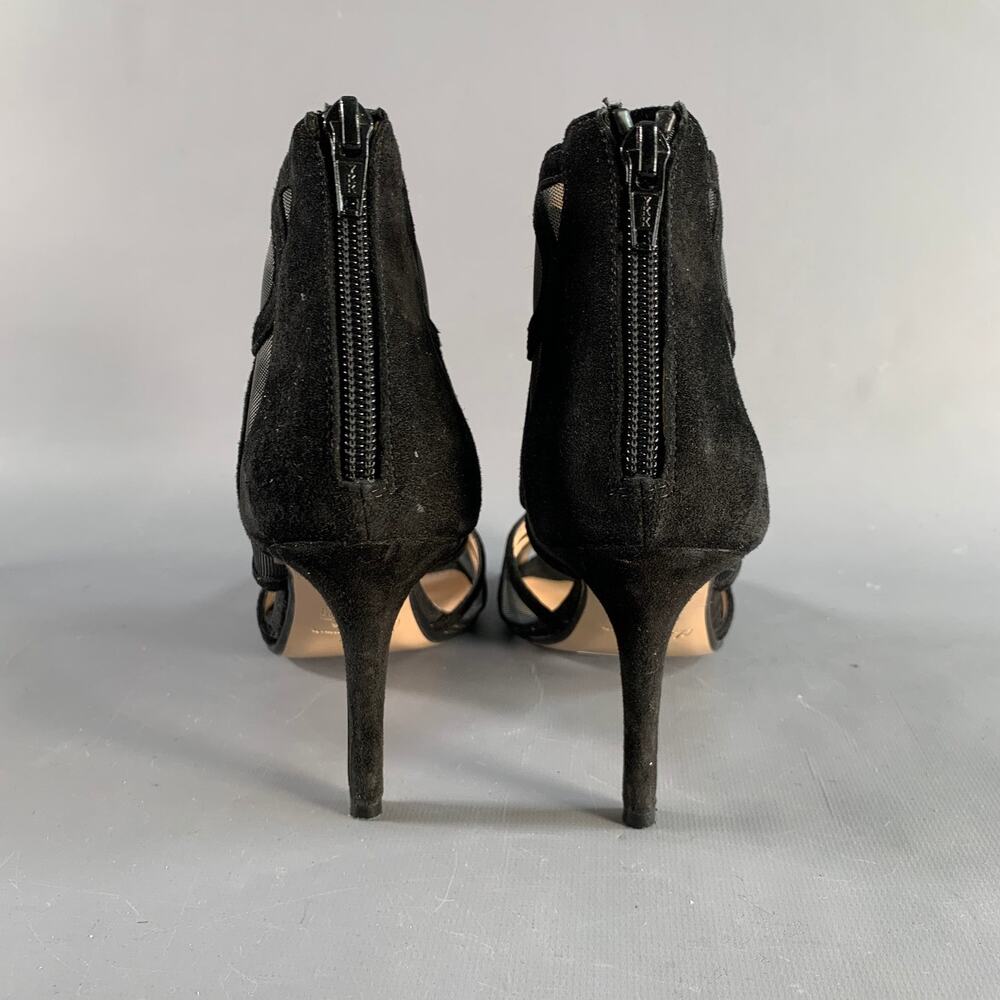 CHARLES KAMMER Size 6 Black Mesh Suede Peep Toe Boots - Picture 3 of 8